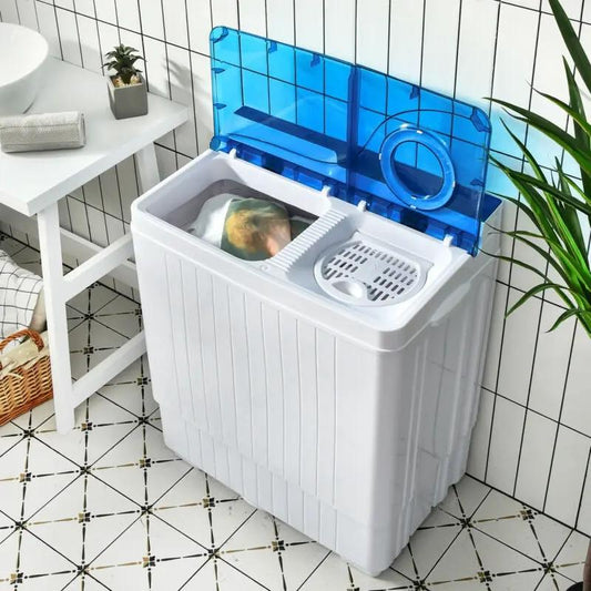 26-lb portable semi-automatic washing machine DirectDeals white with blue lid and drain pump on Tampa Home & Garden Store
