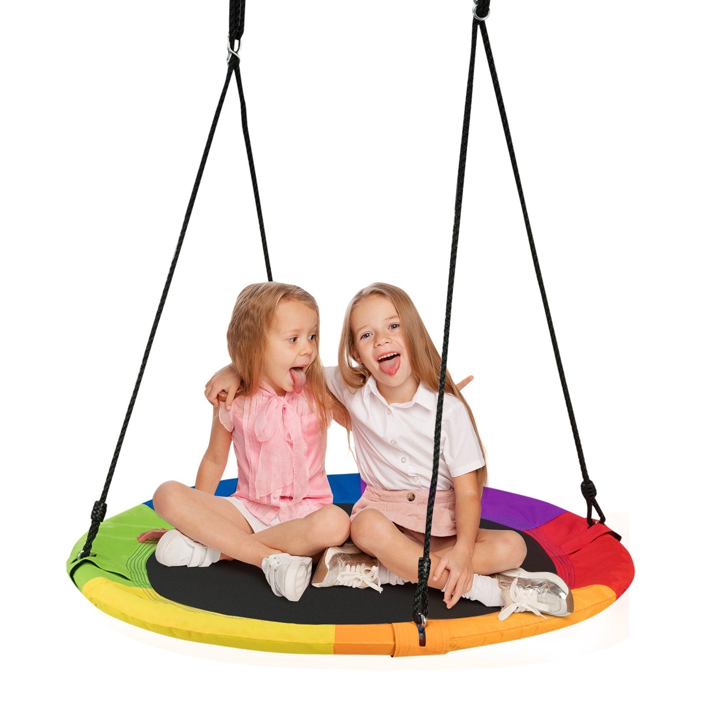 40-Inch flying saucer tree swing with rainbow seat for outdoor play two kids on Tampa Home & Garden Store