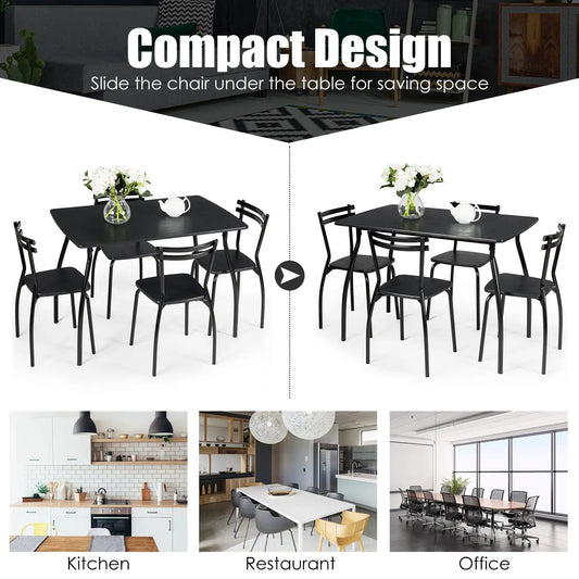 Five-Piece Dining Table Set with Four Black Metal Chairs by DirectDeals on Tampa Home & Garden Store
