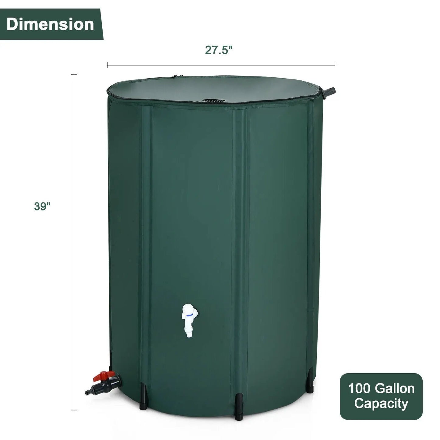 DirectDeals 100 Gallon rain barrel with spigot filter, green tank on Tampa Home & Garden Store