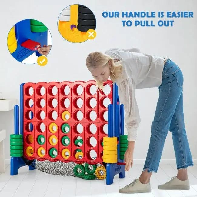 Giant 4-to-Score Game Set with Net Storage blue frame red grid multicolor discs on Tampa Home & Garden Store