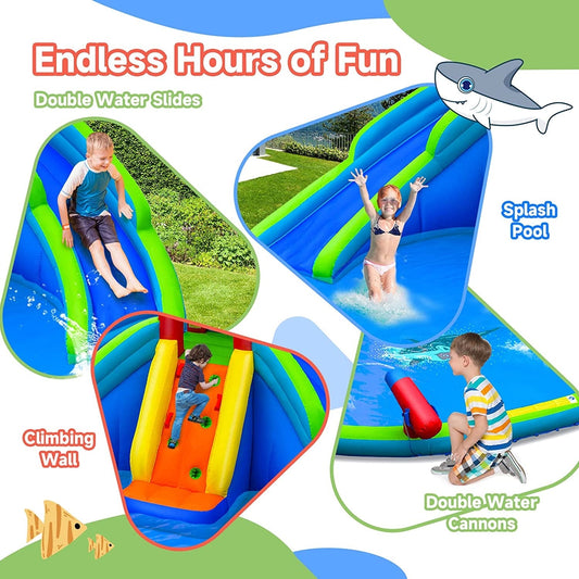 Inflatable Water Park Waterslide for Kids Backyard with 780W Air Blower - Tampa Home & Garden Store