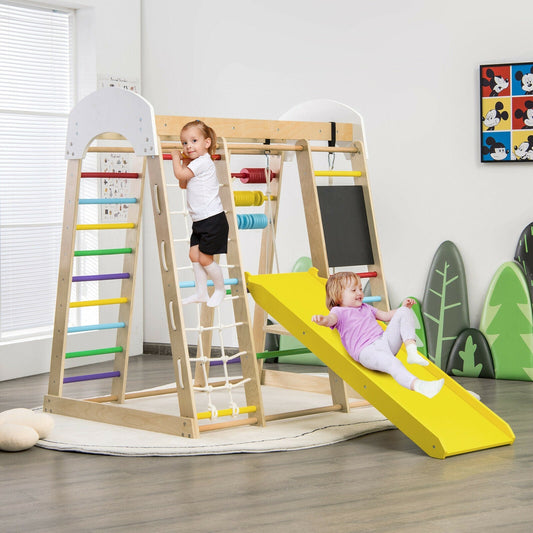 Indoor Playground Climbing Gym Wooden 8-in-1 Climber Playset for Children-Multicolor - Tampa Home & Garden Store