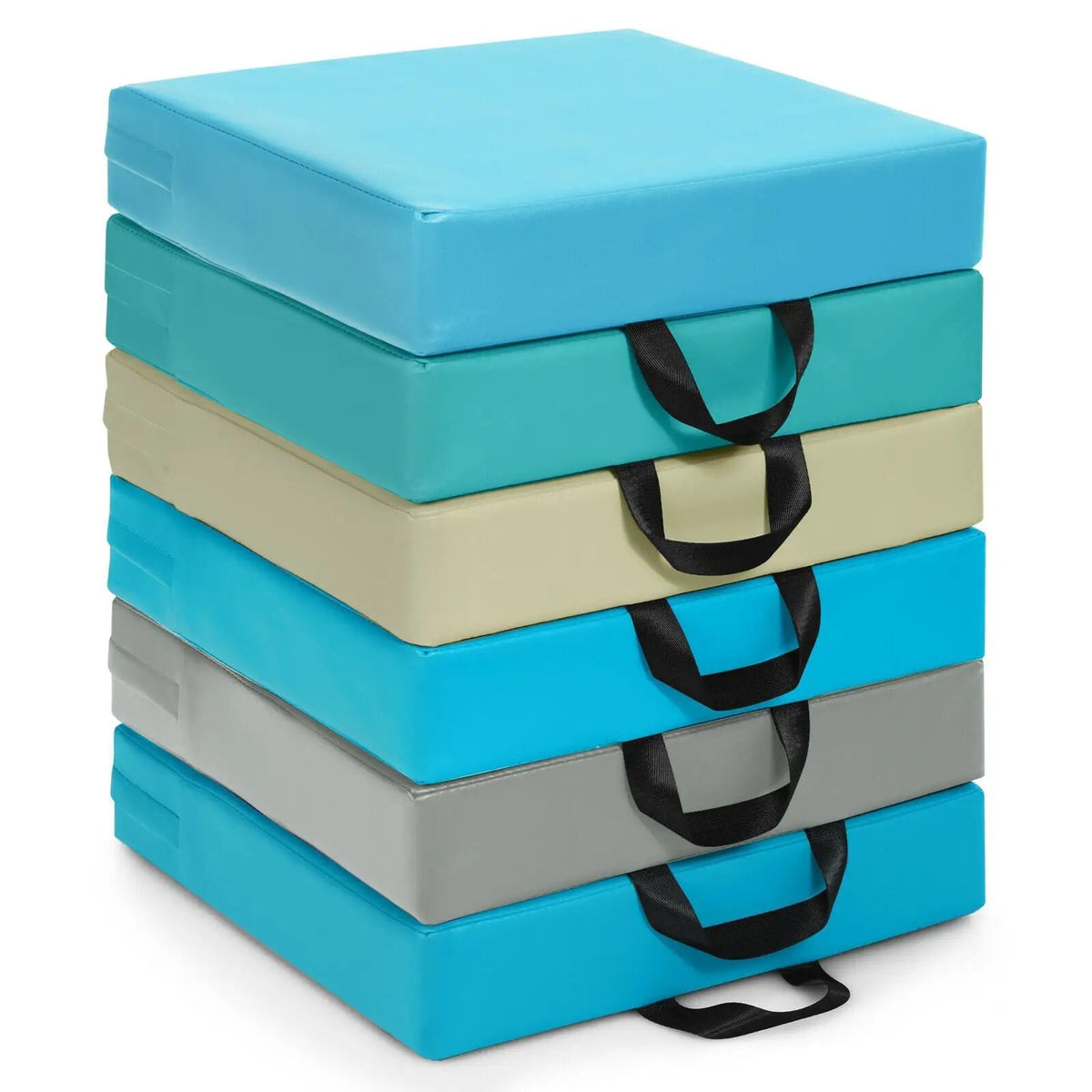 6-Piece 15 Inch Square Toddler Floor Cushions with handles in teal blue DirectDeals on Tampa Home & Garden Store