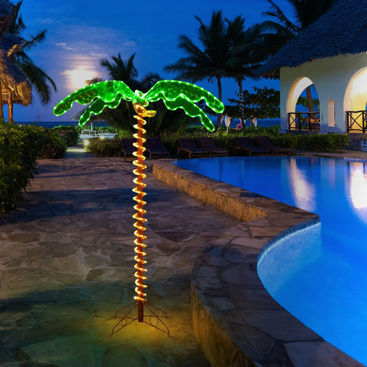5 Feet LED Pre-lit Palm Tree Decor with Light Rope - Tampa Home & Garden Store