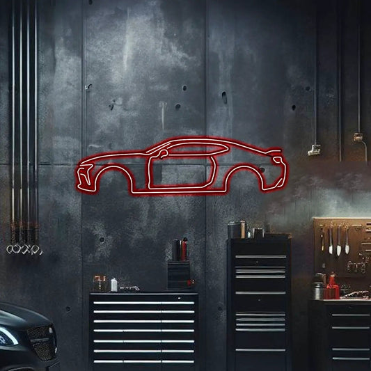 Camaro SS metal neon car wall art decor red neon silhouette of a sports coupe by Modello Turbo artwork on Tampa Home & Garden Store
