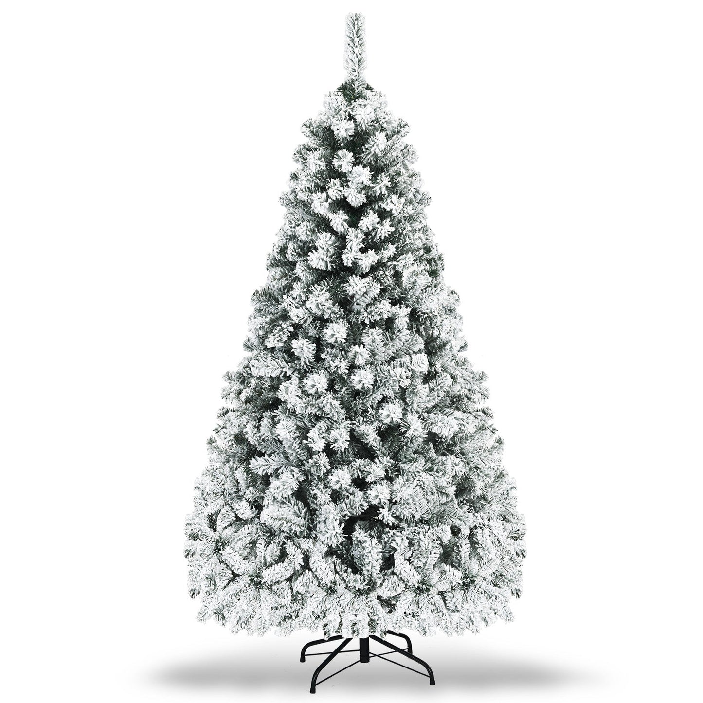 Árbol de Navidad artificial de bisagras con nieve, preiluminado, de primera calidad - 1,83 m