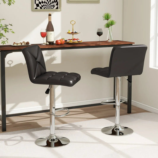 DirectDeals PU leather bar stools with back, adjustable height, set of 2, black on Tampa Home & Garden Store