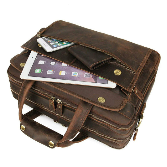Crazy Horse Leather Briefcase - Tampa Home & Garden Store