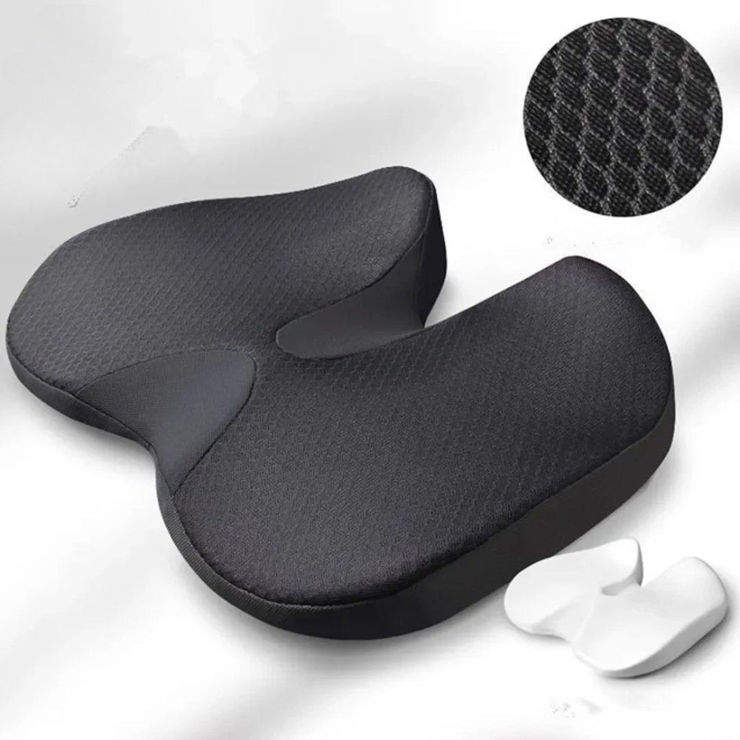 Ergonomic memory foam office seat cushion by Moktan Sabai, black with diamond cover on Tampa Home & Garden Store
