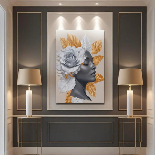 Floral Majesty Wall Art IV canvas by Tailored Canvases portrait with white rose orange leaves on Tampa Home & Garden Store