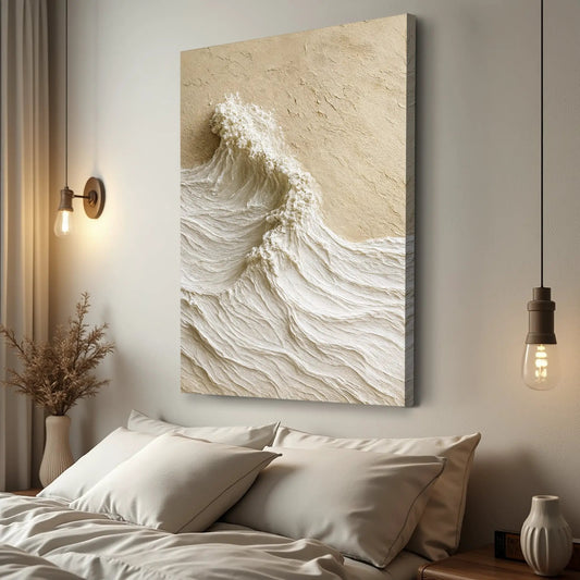 Modern Neutral Mountain Wall Art canvas by Tailored Canvases with textured beige finish on Tampa Home & Garden Store