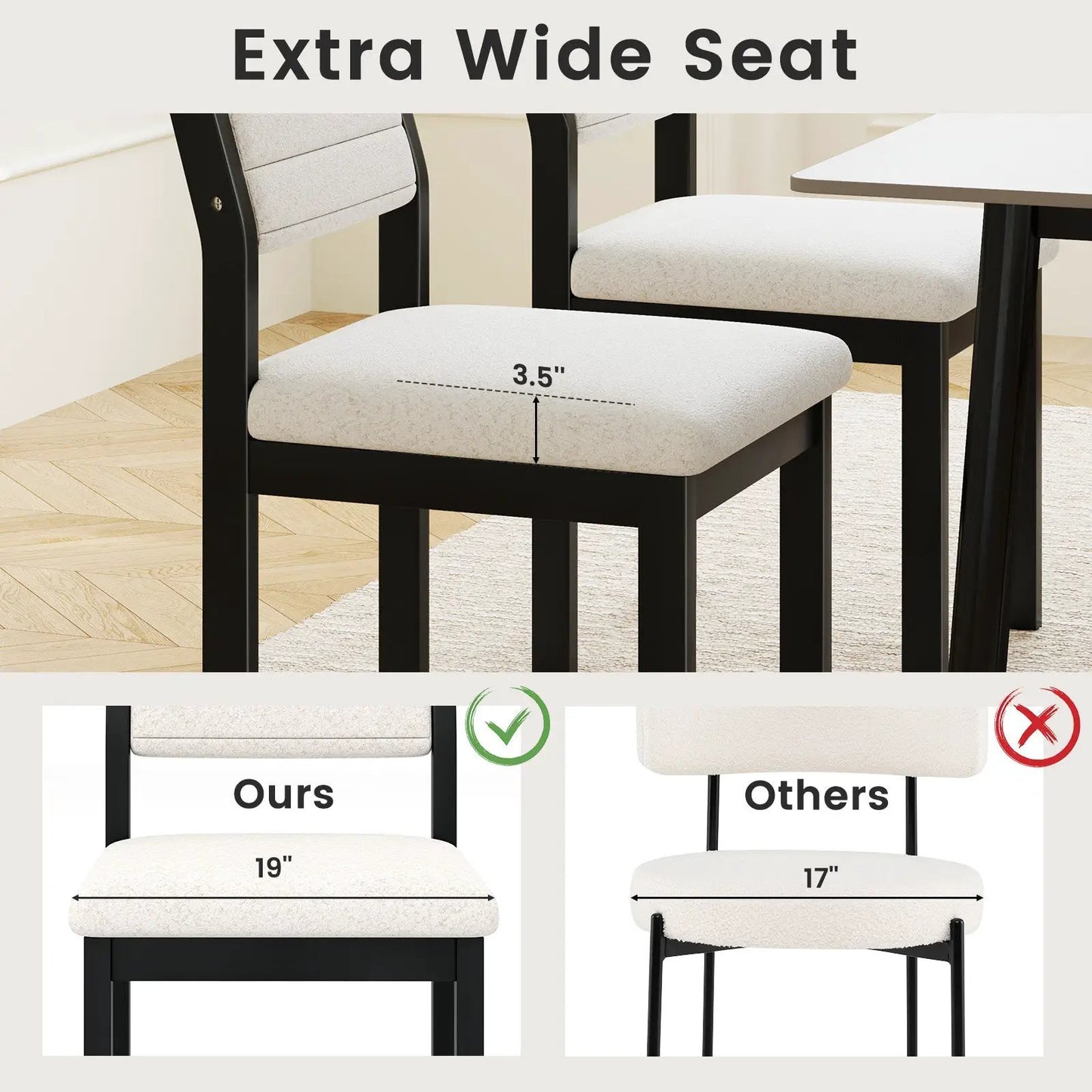Sherpa dining chairs set by DirectDeals, 2 chairs, wood frame, cream upholstery on Tampa Home & Garden Store