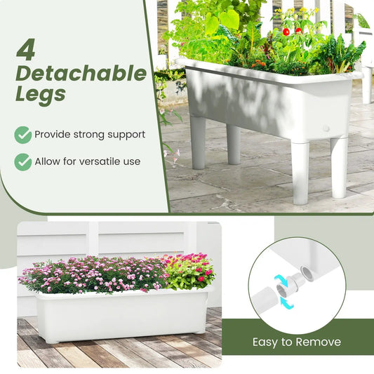 Raised Garden Beds Self-Watering Planter Box, 2-piece white set with detachable legs on Tampa Home & Garden Store