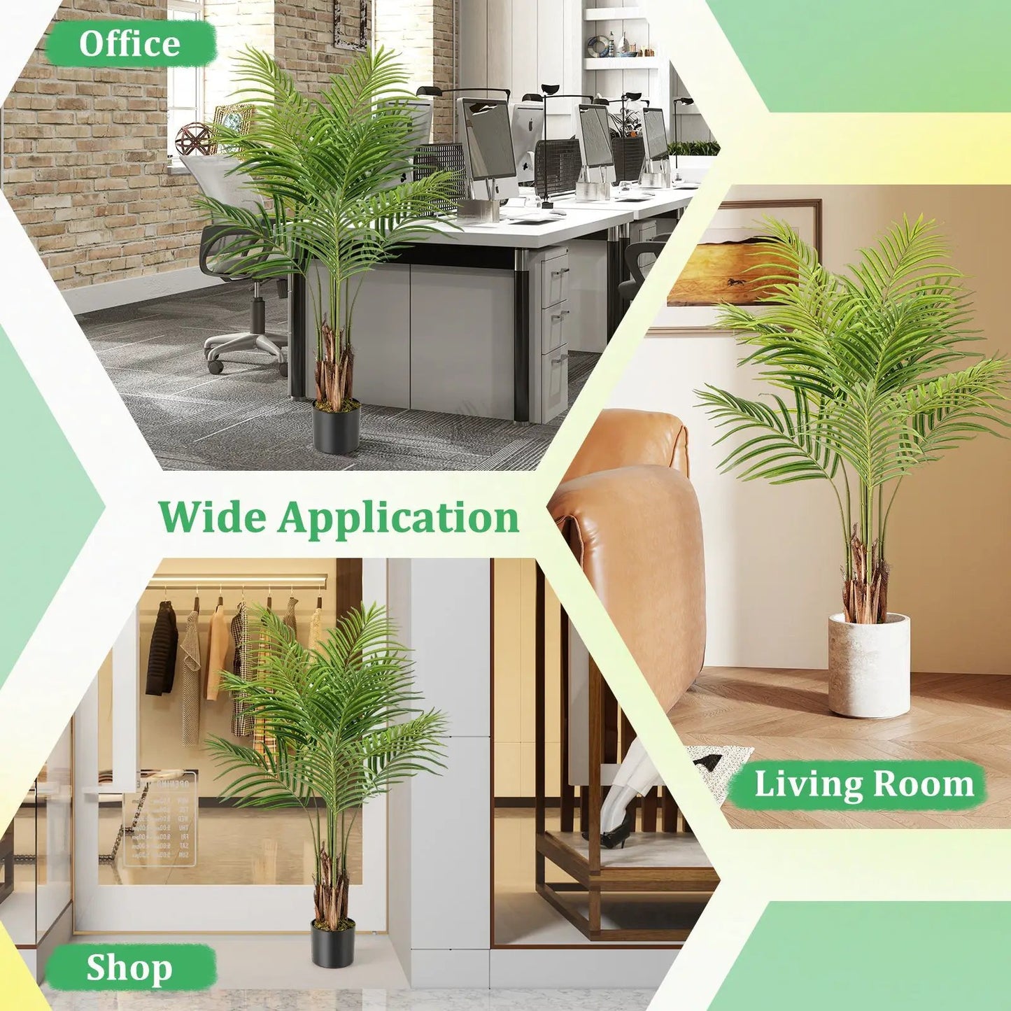2-pack 4.2 ft tall artificial palm paradise plants in black pots for office decor DirectDeals on Tampa Home & Garden Store