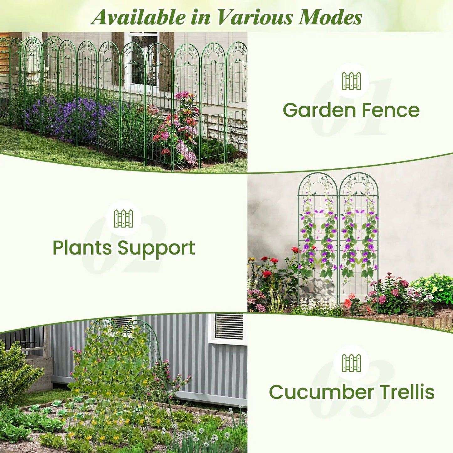 2 Pack Rustproof Trellis for Climbing Plants, green metal arched supports DirectDeals on Tampa Home & Garden Store