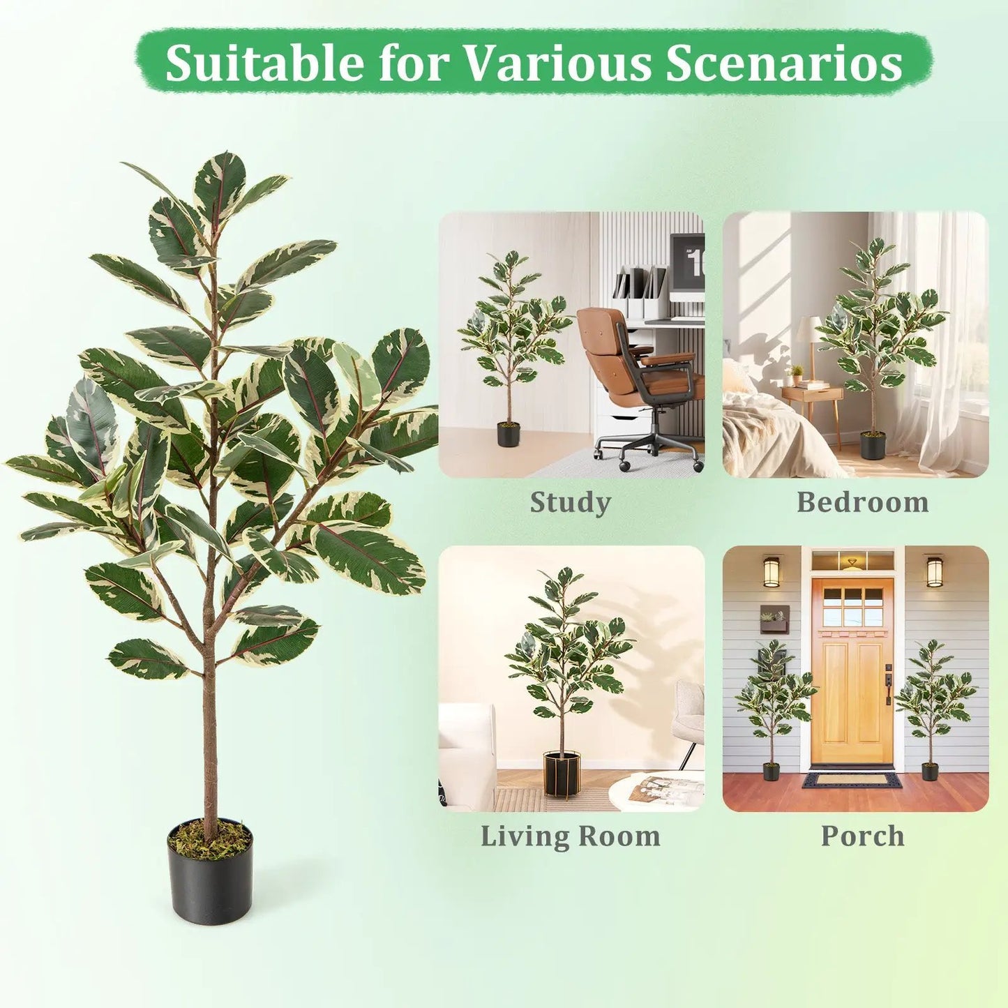 2 Pack 4.3 Feet Tall Artificial Bird of Paradise Plant Fake Banana Leaf-Green - Tampa Home & Garden Store