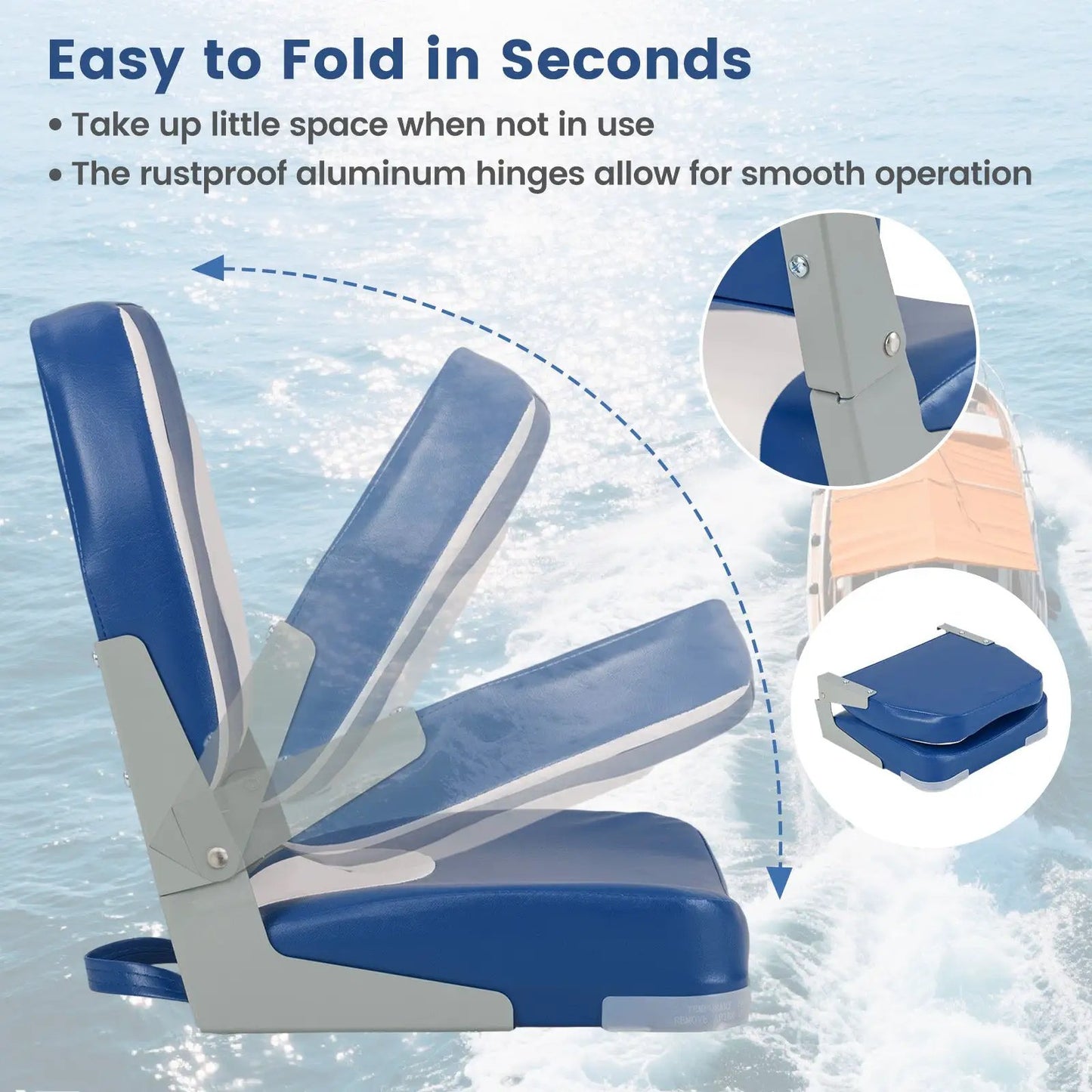 2-Pack blue boat seats with thick sponge padding DirectDeals on Tampa Home & Garden Store