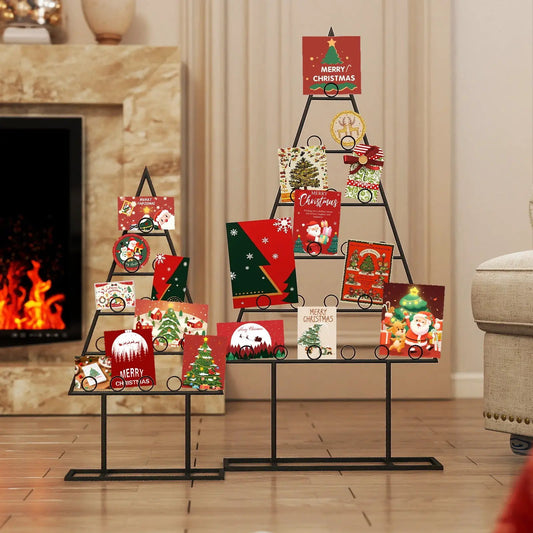 Two Pack Christmas Tree Photo Holders with Clips for photos and cards DirectDeals metal display on Tampa Home & Garden Store
