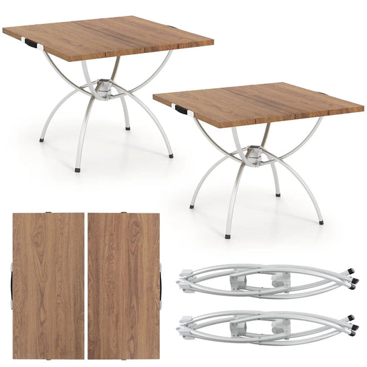 DirectDeals 2-pack folding camping tables with wood-grain tops and white metal legs on Tampa Home & Garden Store
