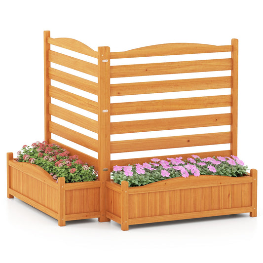 2-Panel Freestanding Outdoor Wood Privacy Screen-Yellow - Tampa Home & Garden Store