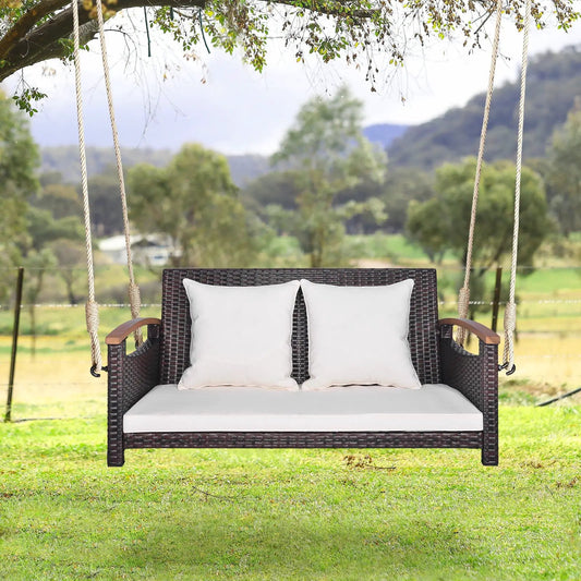 2-Person Patio Rattan Porch Swing - Tampa Home & Garden Store