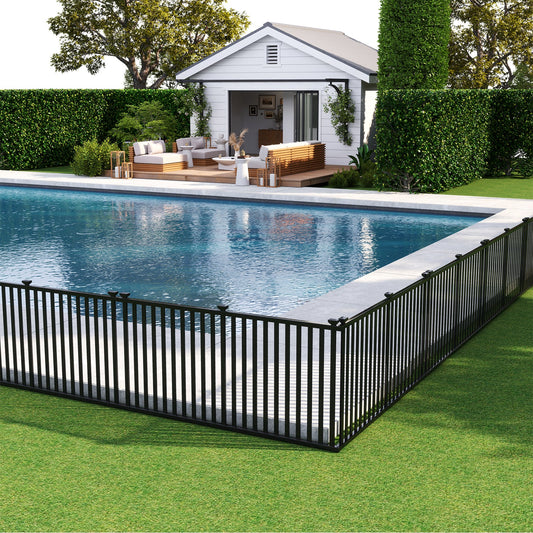 2 Piece 80 x 51 Inch Vinyl Picket Fence for Garden-Black - Tampa Home & Garden Store