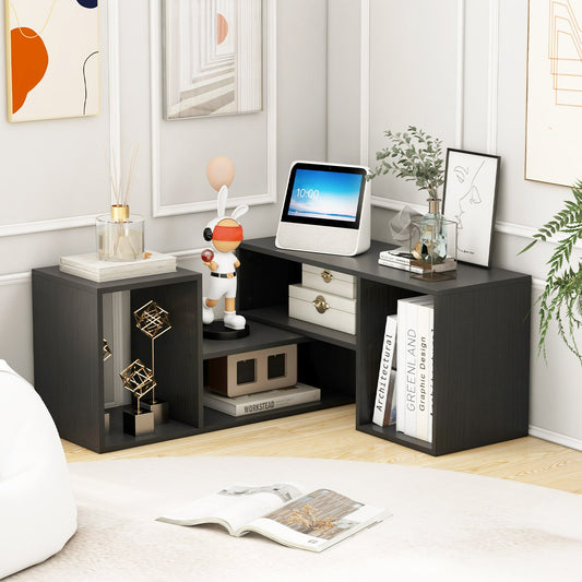 2 Pieces Adjustable TV Stand for TVs up to 55 Inch with Storage Cubes-Black - Tampa Home & Garden Store