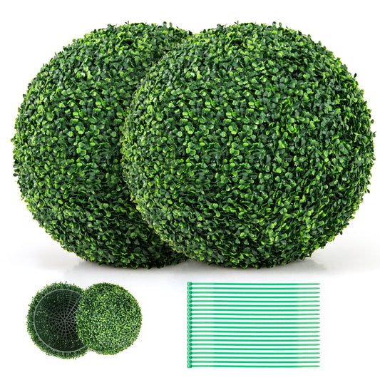 2 Pieces 16"/20" Artificial Plant Boxwood Topiary Ball for Patio Garden Front Door Balcony Backyard-M - Tampa Home & Garden Store