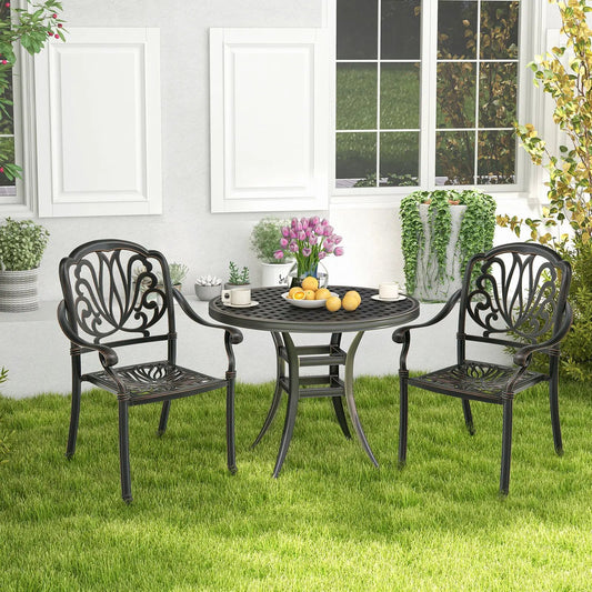 2-Piece Patio Cast Aluminum Dining Chairs Bronze with Armrests 2 chairs on Tampa Home & Garden Store