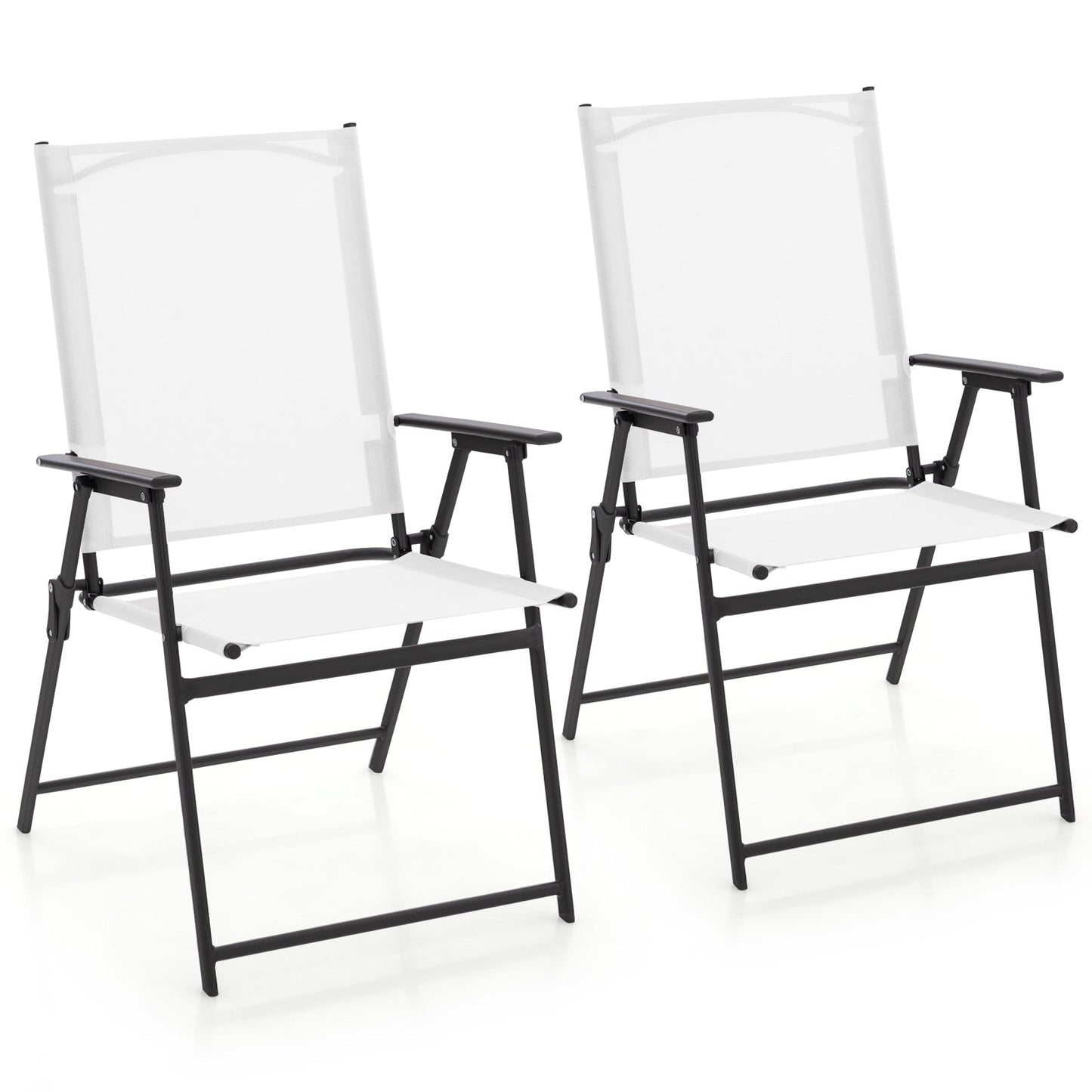 2 sillas plegables de patio con reposabrazos para jardín-gris
