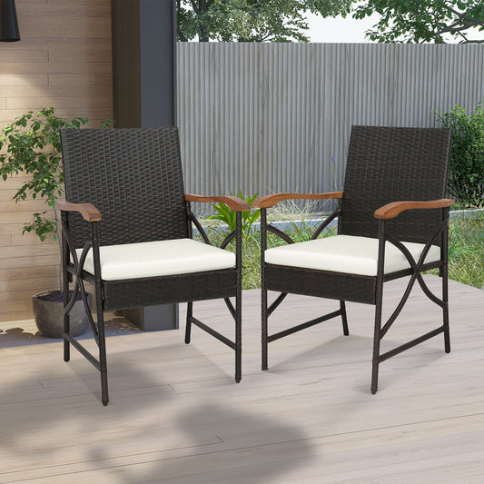 Set of 2/4 Patio Wicker Chairs with Soft Zippered Cushion - Tampa Home & Garden Store