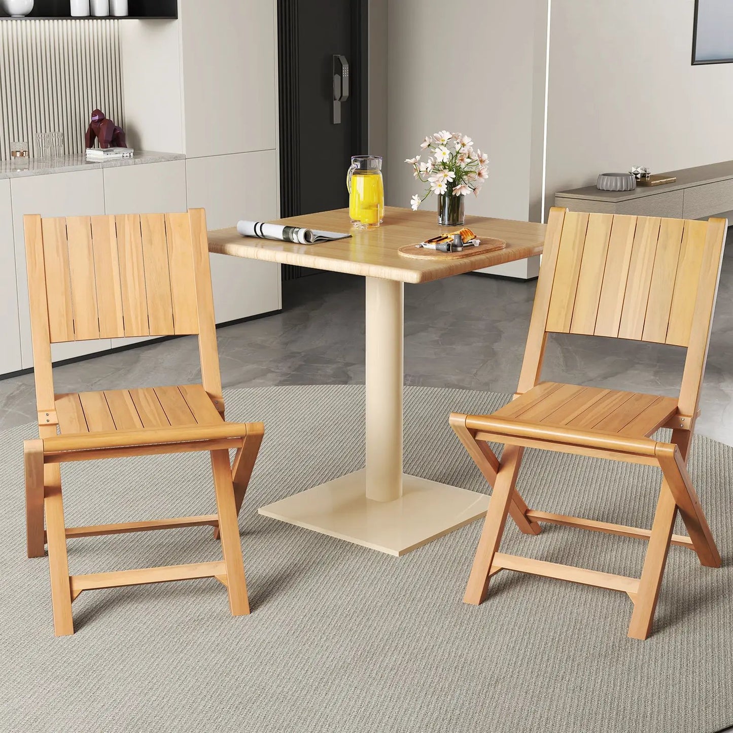 Rubberwood Folding Luggage Rack With Shelves
