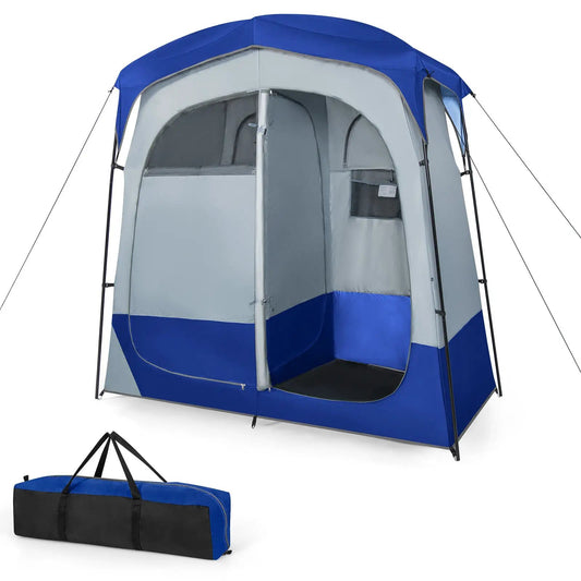 2 Rooms Oversize Privacy Shower Tent blue and gray with carry bag DirectDeals on Tampa Home & Garden Store