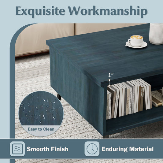 2-Tier Mid Century Modern Coffee Table with Storage Shelves Compartments - Tampa Home & Garden Store