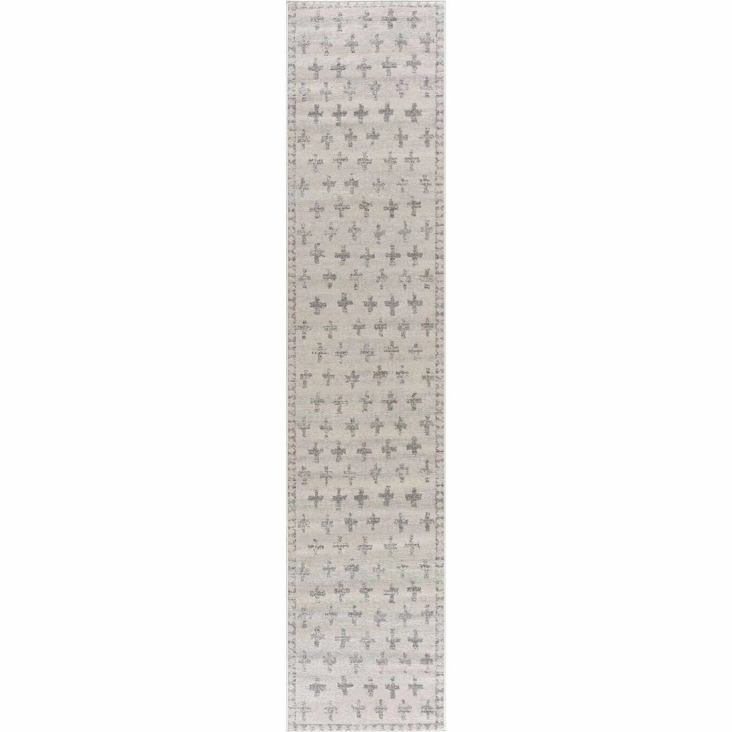 Tigris Swiss Cross Ivory and Gray Area Rug