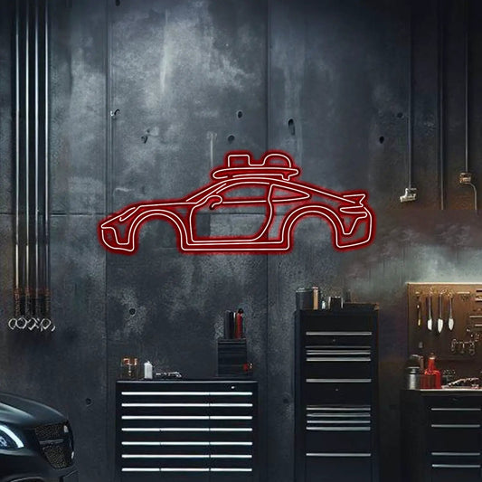 911 Dakar metal neon wall art red car silhouette by Modello Turbo for garage decor on Tampa Home & Garden Store