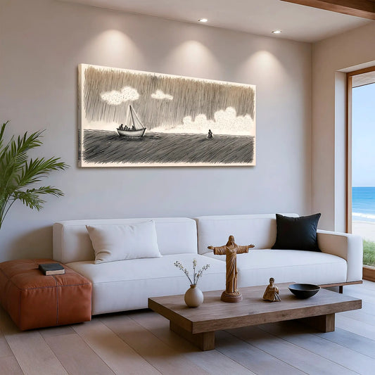 Jesus Walking On Water Faith Wall Art V canvas by Tailored Canvases monochrome crafting canvas on Tampa Home & Garden Store