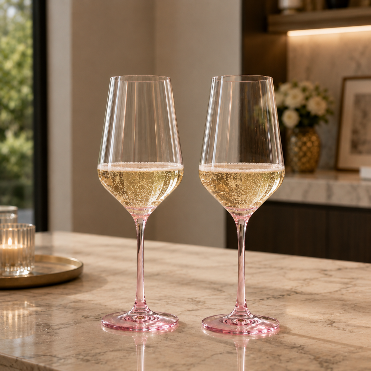 Monet Magenta Stemmed Wine Glasses Set Of Two