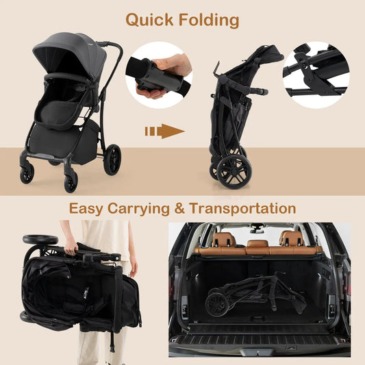 2 in 1 Stroller with Bassinet & Reversible Seat black DirectDeals convertible stroller quick fold on Tampa Home & Garden Store