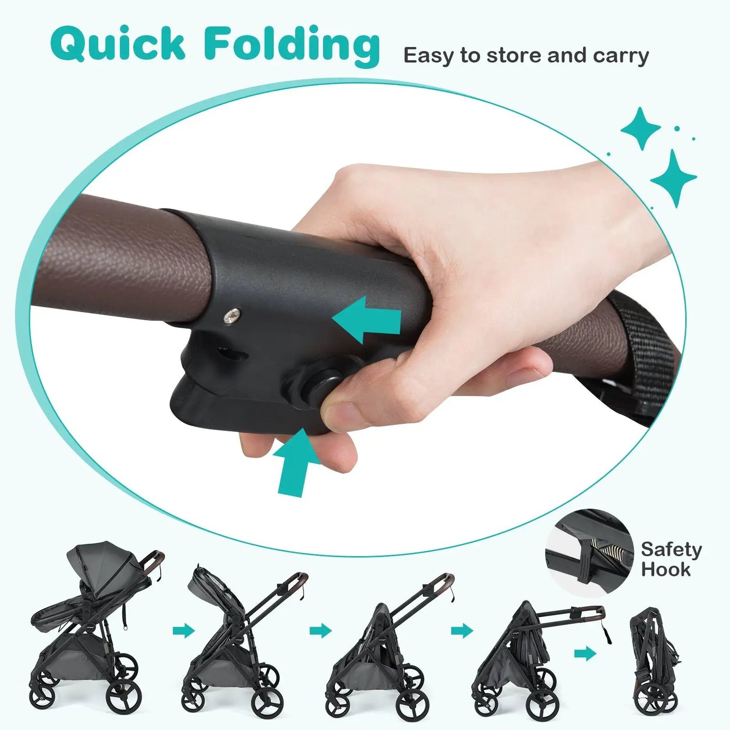 DirectDeals 2 in 1 Baby Stroller and Bassinet, quick-fold black frame, multiple strollers on Tampa Home & Garden Store