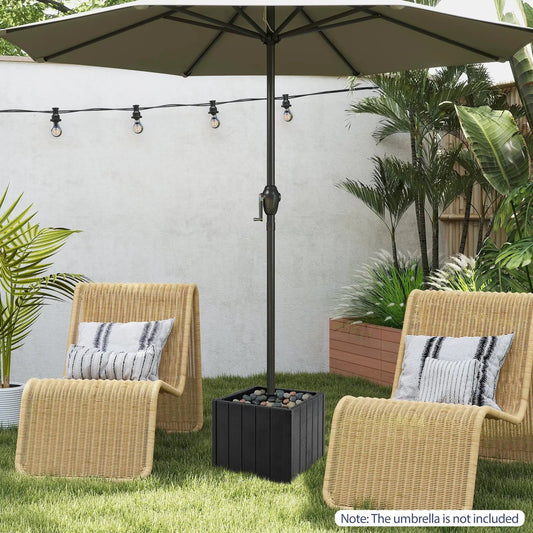 2-in-1 Outdoor Umbrella Base Planter Patio Umbrella Stand with Flower Box-Black - Tampa Home & Garden Store