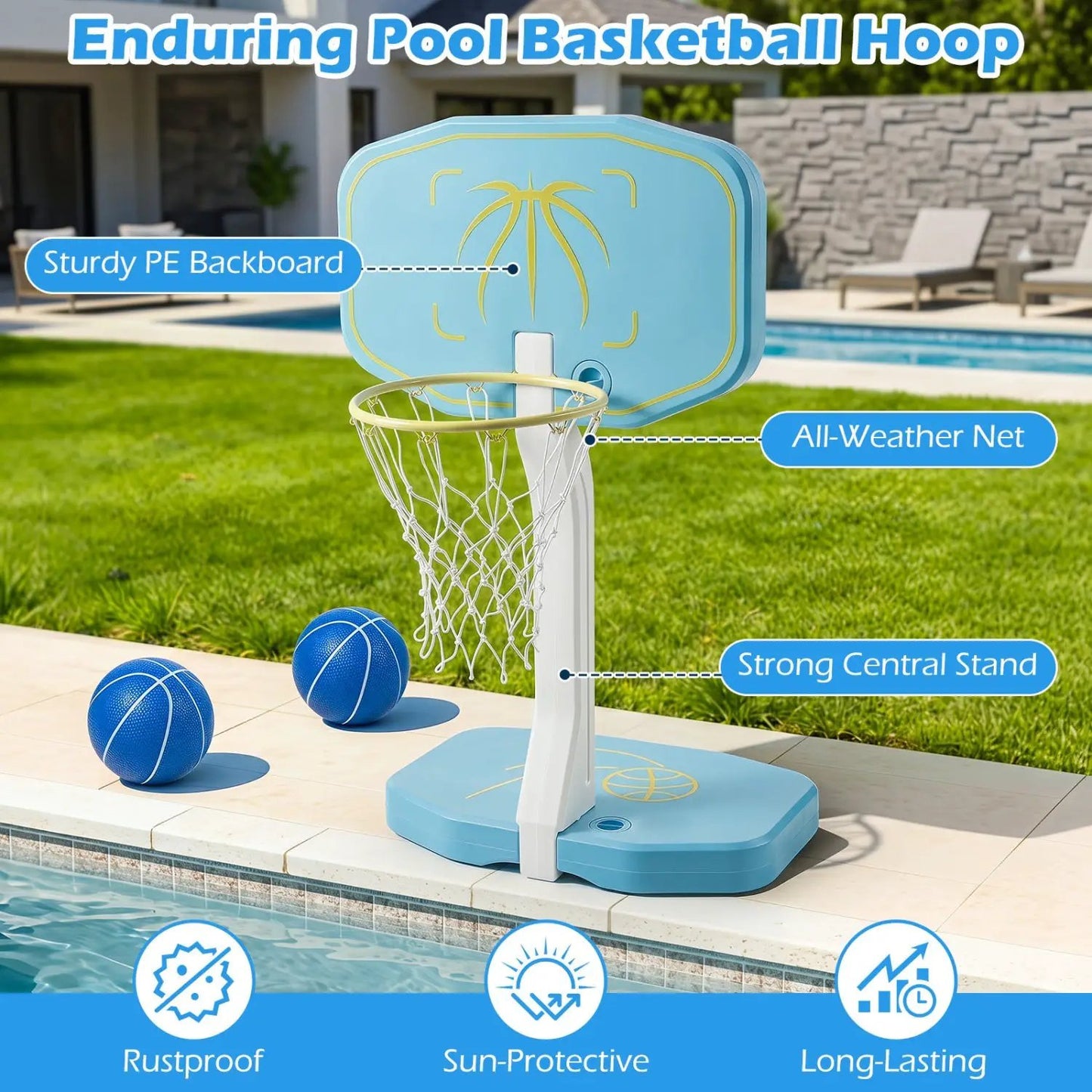 Pool Basketball Hoop and Volleyball Net 2 in 1