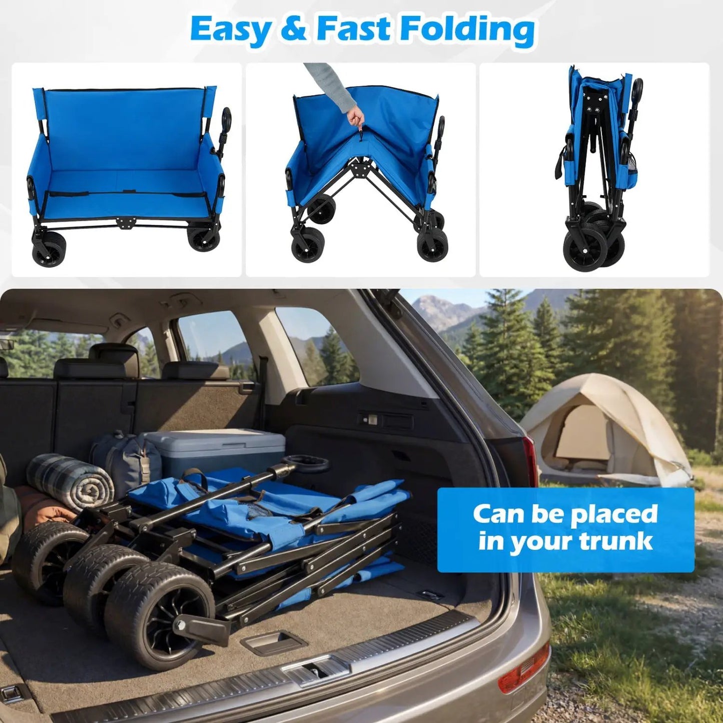 2-in-1 Collapsible Wagon Bench Seat with Handle