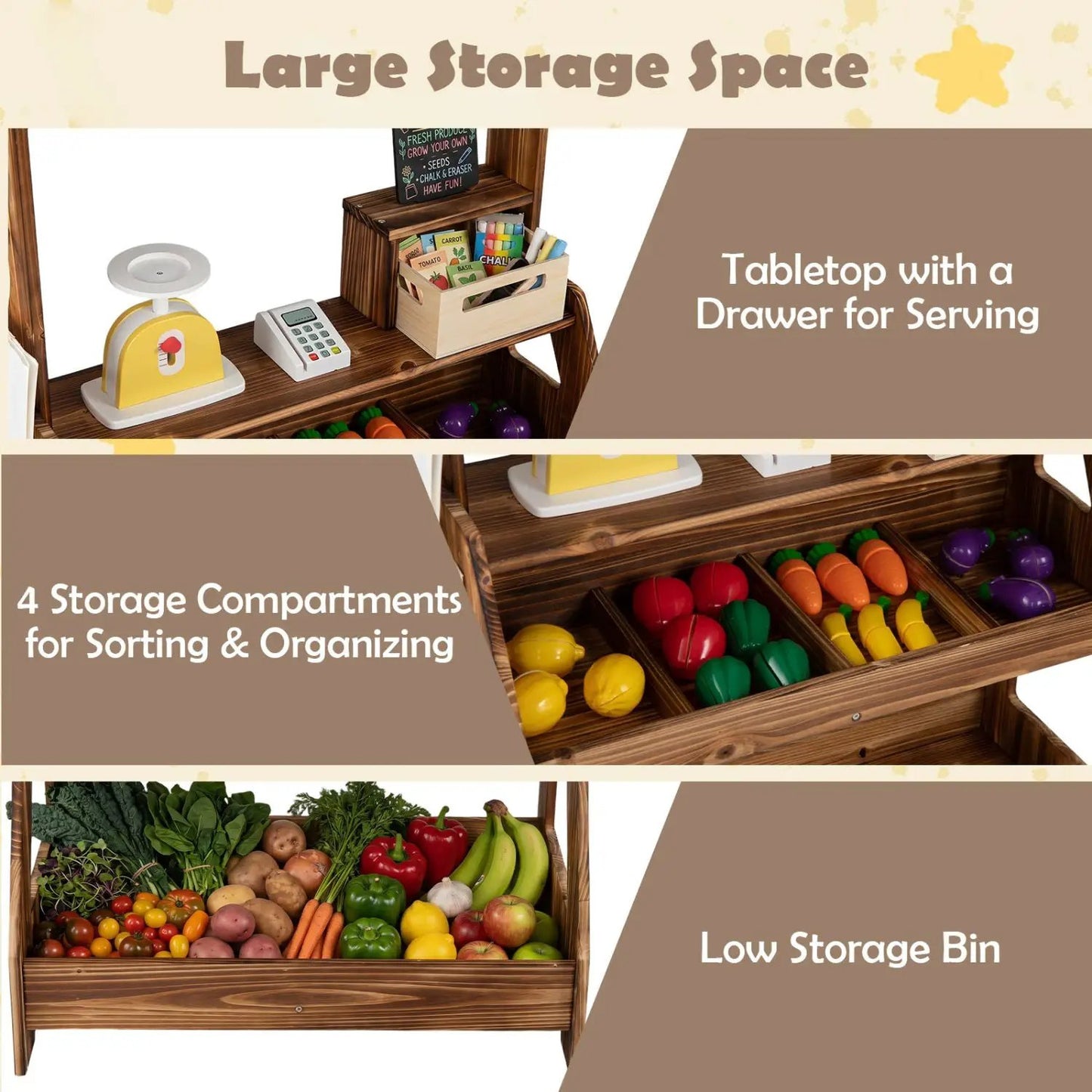 2 in 1 Wooden Mud Kitchen and Market Stand