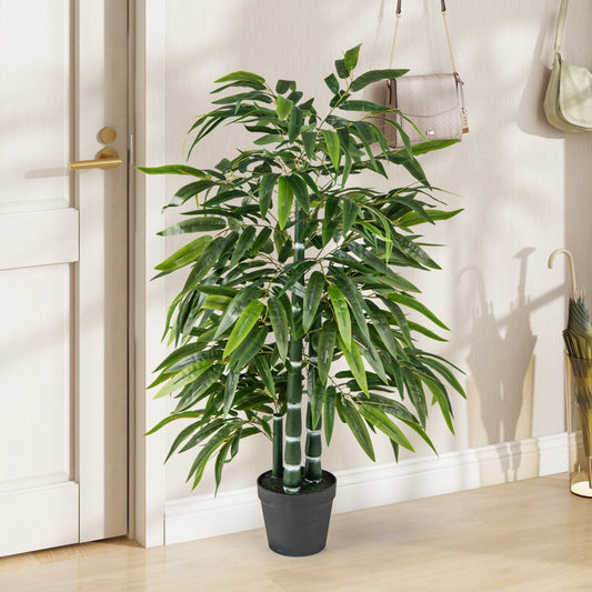 2 Pack Fake Bamboo Leave Tree with 3 PE Bamboo Trunk-Green - Tampa Home & Garden Store
