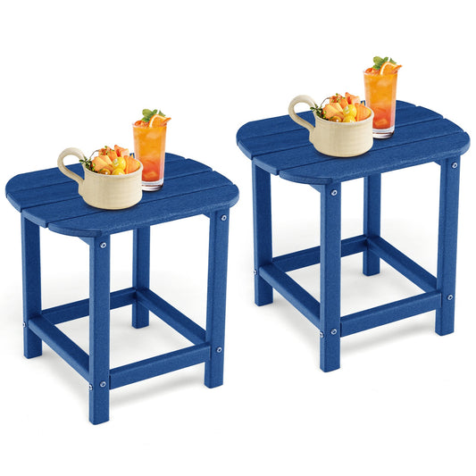 2-Pieces18 Inches Adirondack Outdoor Side Table for Patio and Garden-Navy - Tampa Home & Garden Store