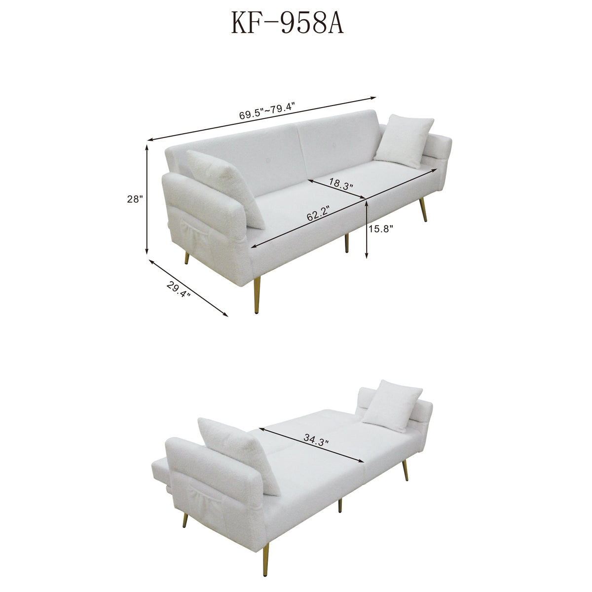 Modern Teddy Upholstered Sleeper Loveseat