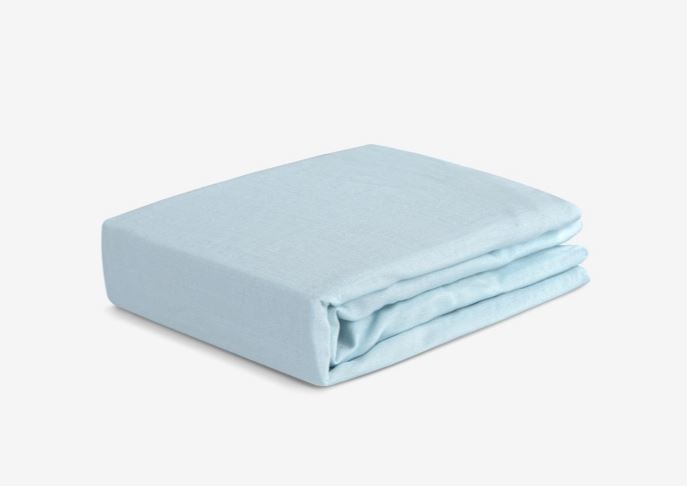 BedGear Hyper-Linen crib sheet in baby blue, folded by HouseOfZazla, crib bed accessory on Tampa Home & Garden Store