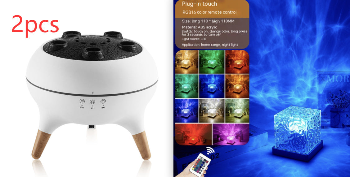 LED Water Ripple Night Light USB Rotating Projection Lamp RGB 16 Color, 2pcs on Tampa Home & Garden Store